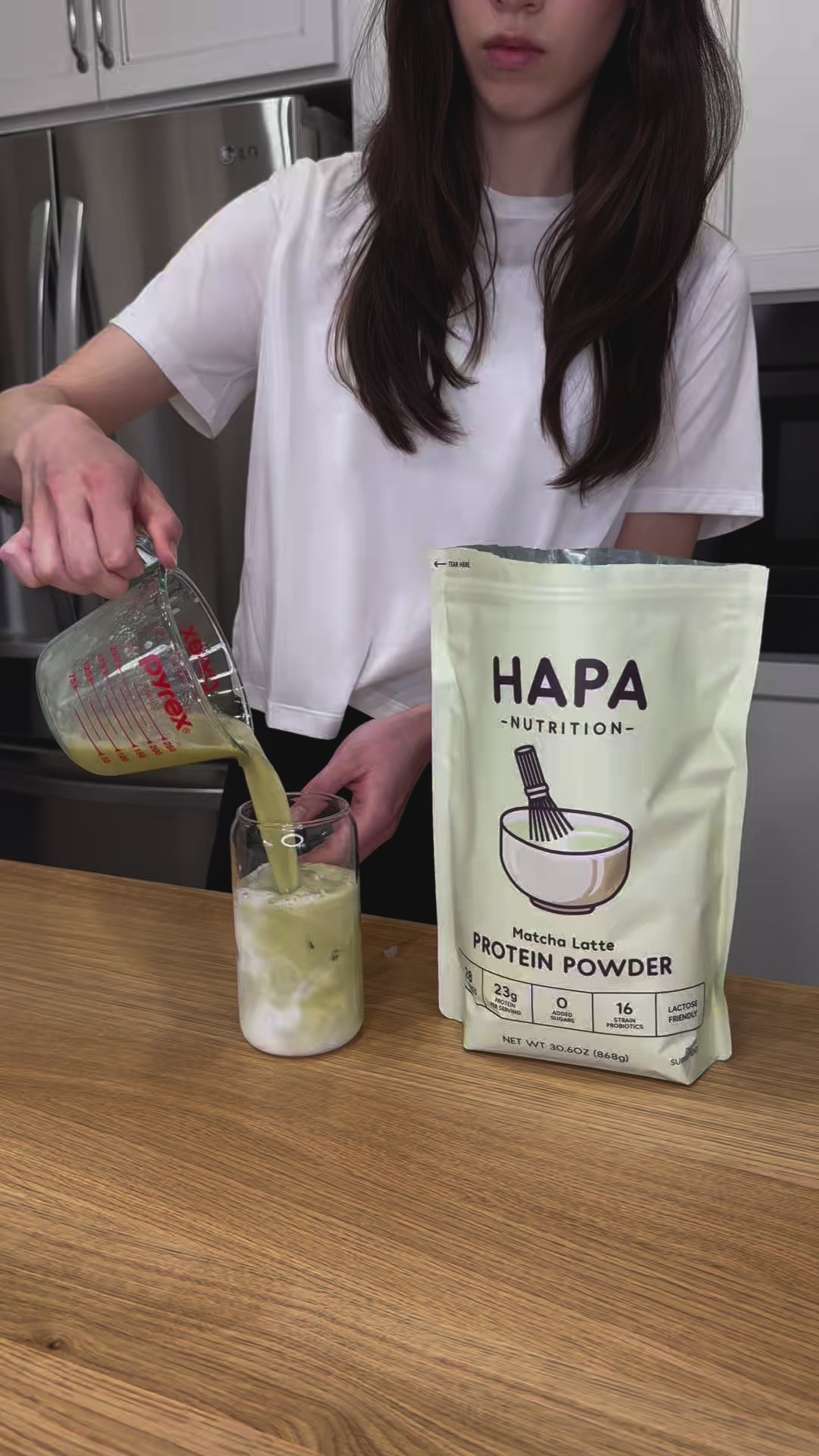 Making a protein matcha with Hapa Nutrition Matcha Latte Protein Powder
